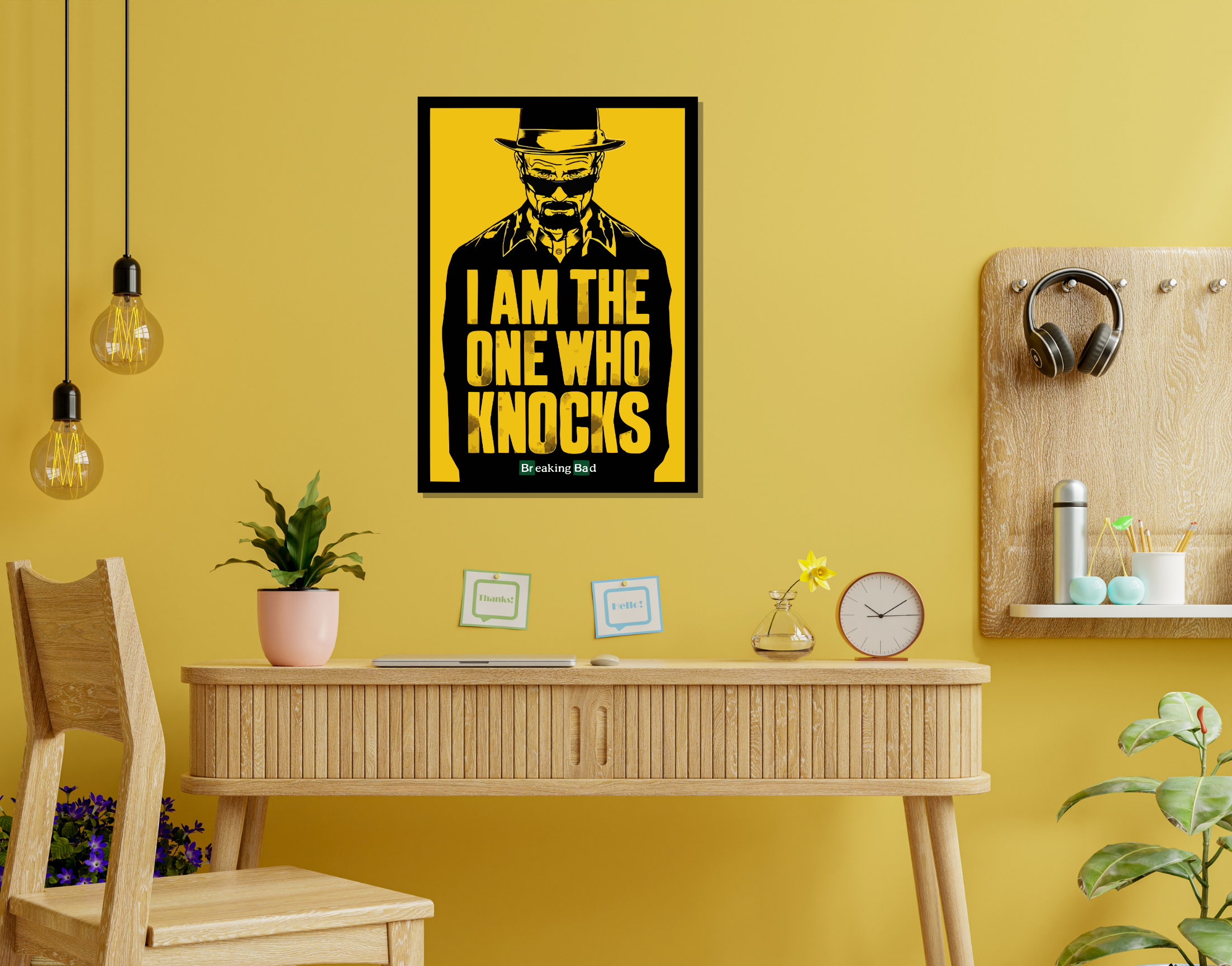 "WALTER WHITE-KNOCKS:BREAKING BAD"- Shiny & Sturdy Metallic Poster  Art That Pops & Sticks (Literally!)