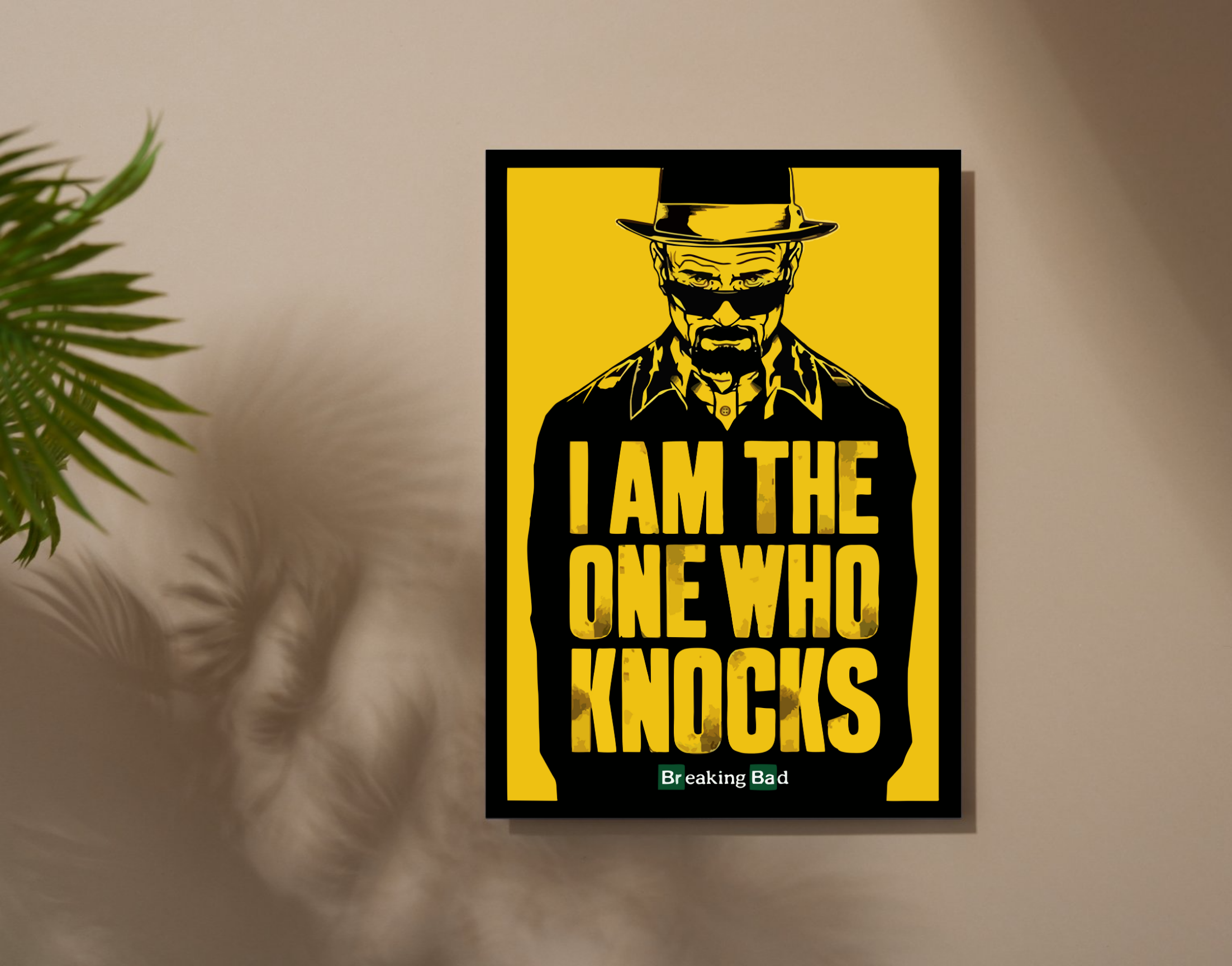 "WALTER WHITE-KNOCKS:BREAKING BAD"- Shiny & Sturdy Metallic Poster  Art That Pops & Sticks (Literally!)