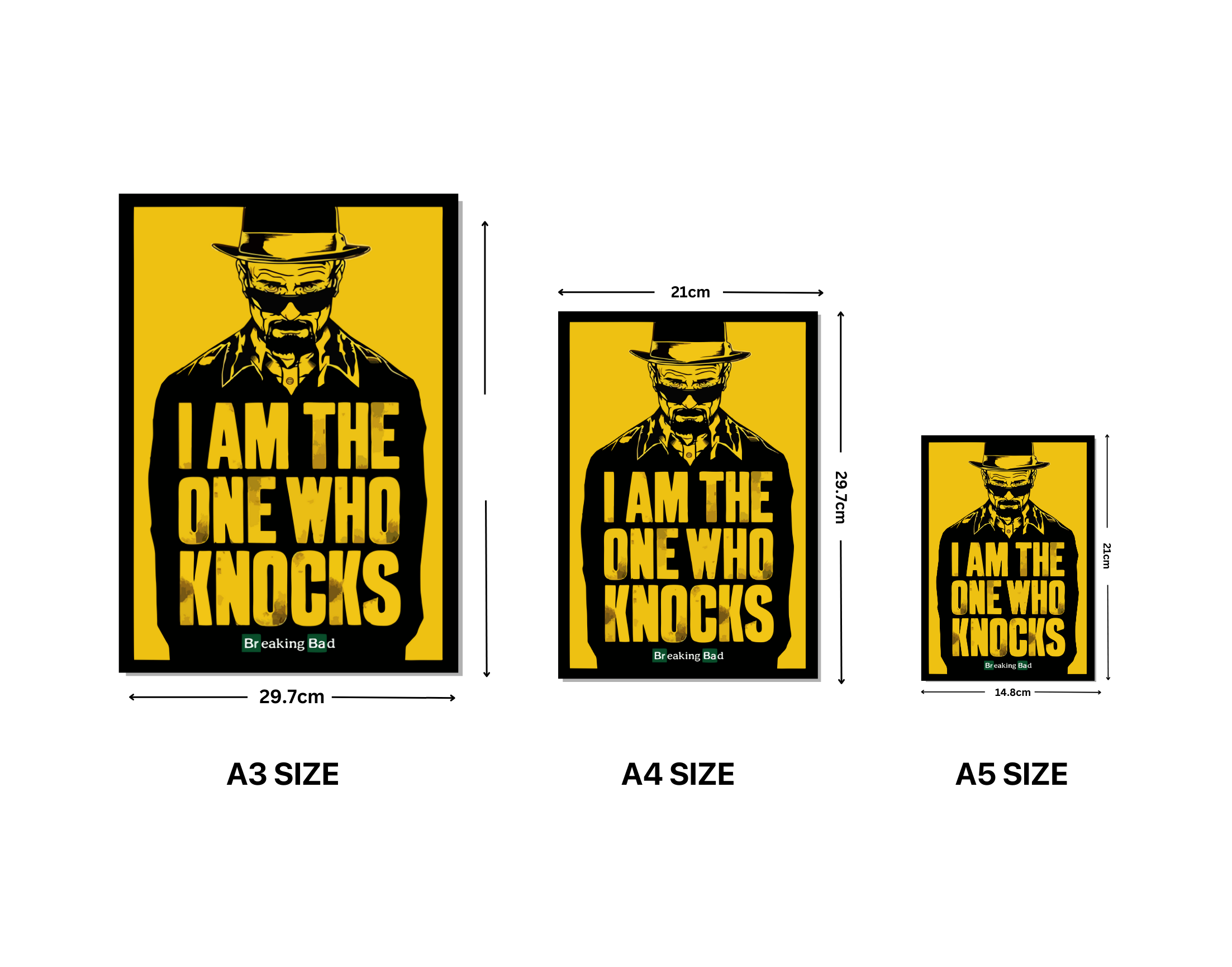 "WALTER WHITE-KNOCKS:BREAKING BAD"- Shiny & Sturdy Metallic Poster  Art That Pops & Sticks (Literally!)