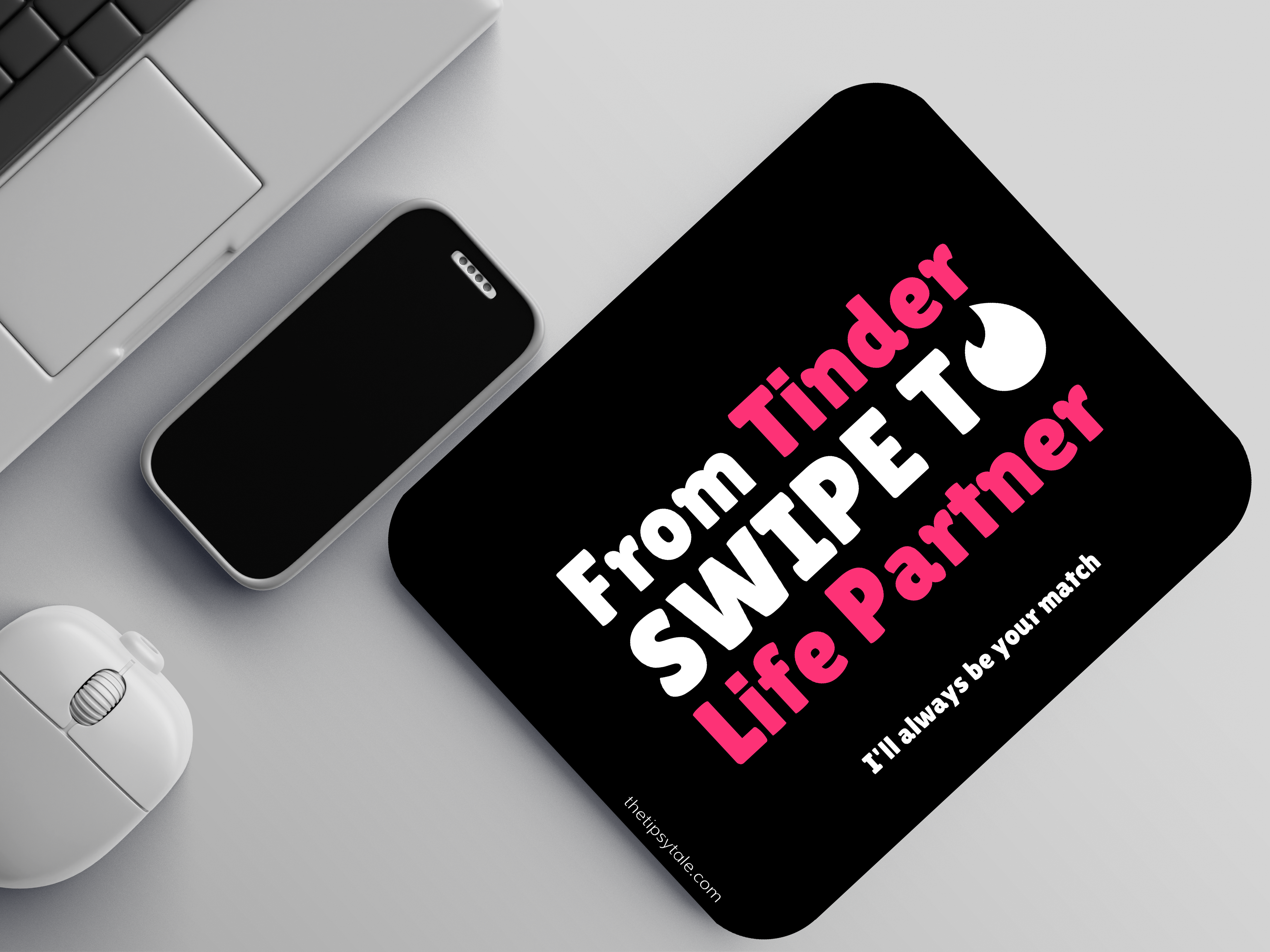 "TINDER COMBO" Set of 4 Poster, Coaster, Mousepad & Card Game- Fun Gift Set for Modern Romantics