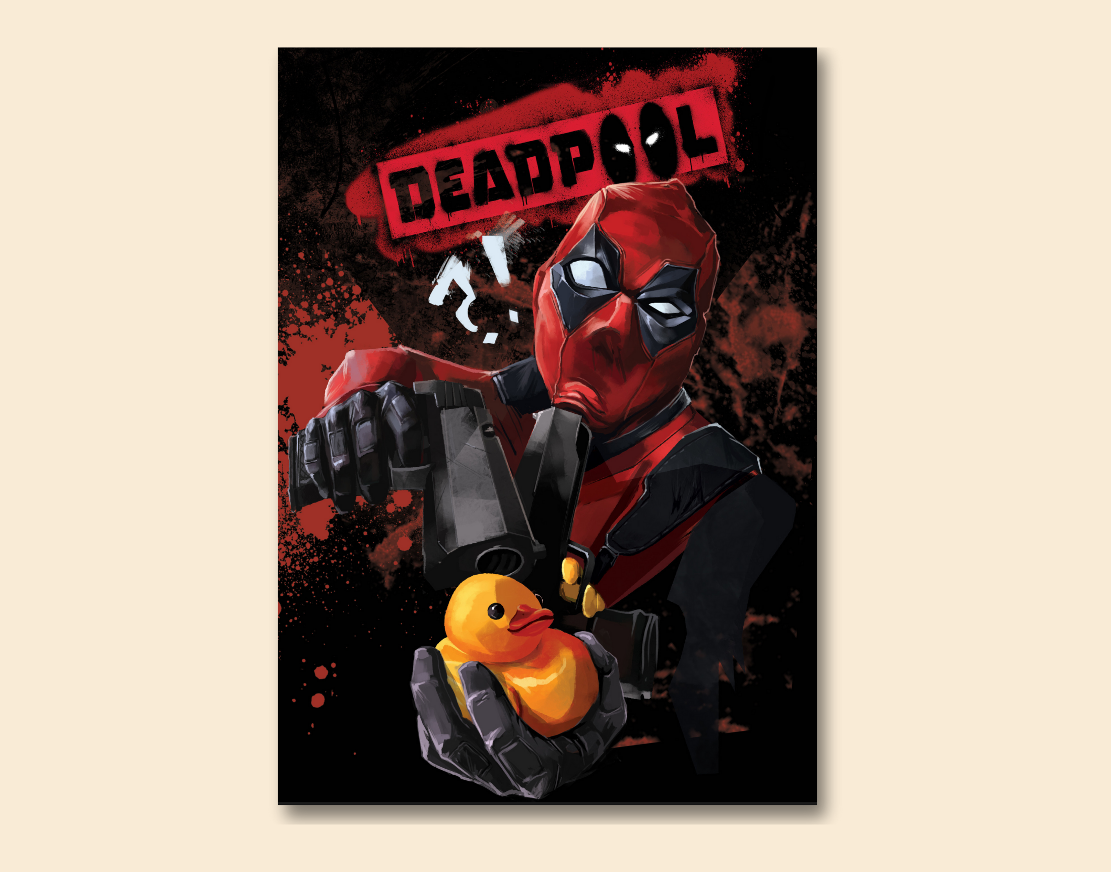 "DEADPOOL: SHOOT THE DOLL"- Shiny & Sturdy Metallic Poster  Art That Pops & Sticks (Literally!)