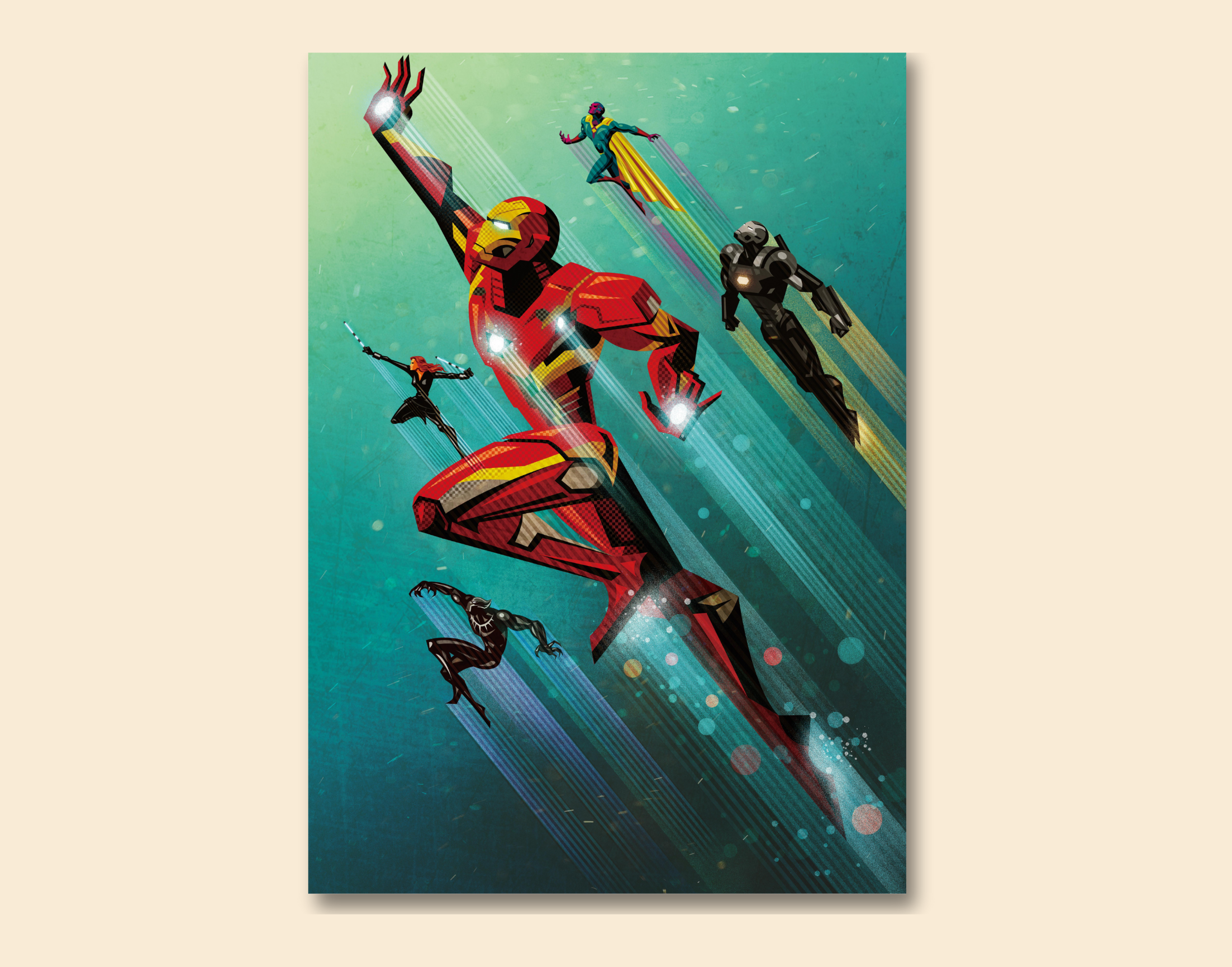 "AVENGERS: SKETCH DESIGN"- Shiny & Sturdy Metallic Poster  Art That Pops & Sticks (Literally!)