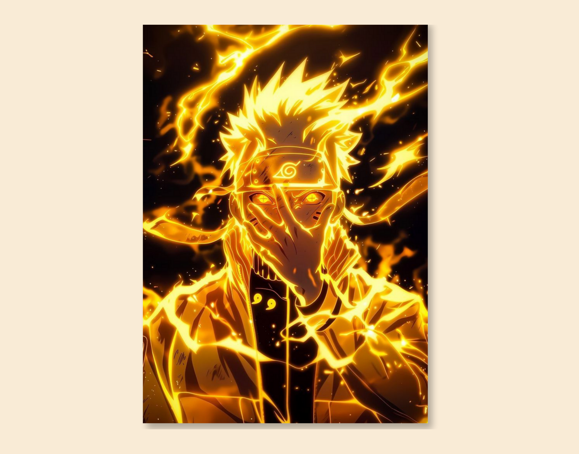 "NARUTO FIRE VERSION-ANIME"- Shiny & Sturdy Metallic Poster  Art That Pops & Sticks (Literally!)