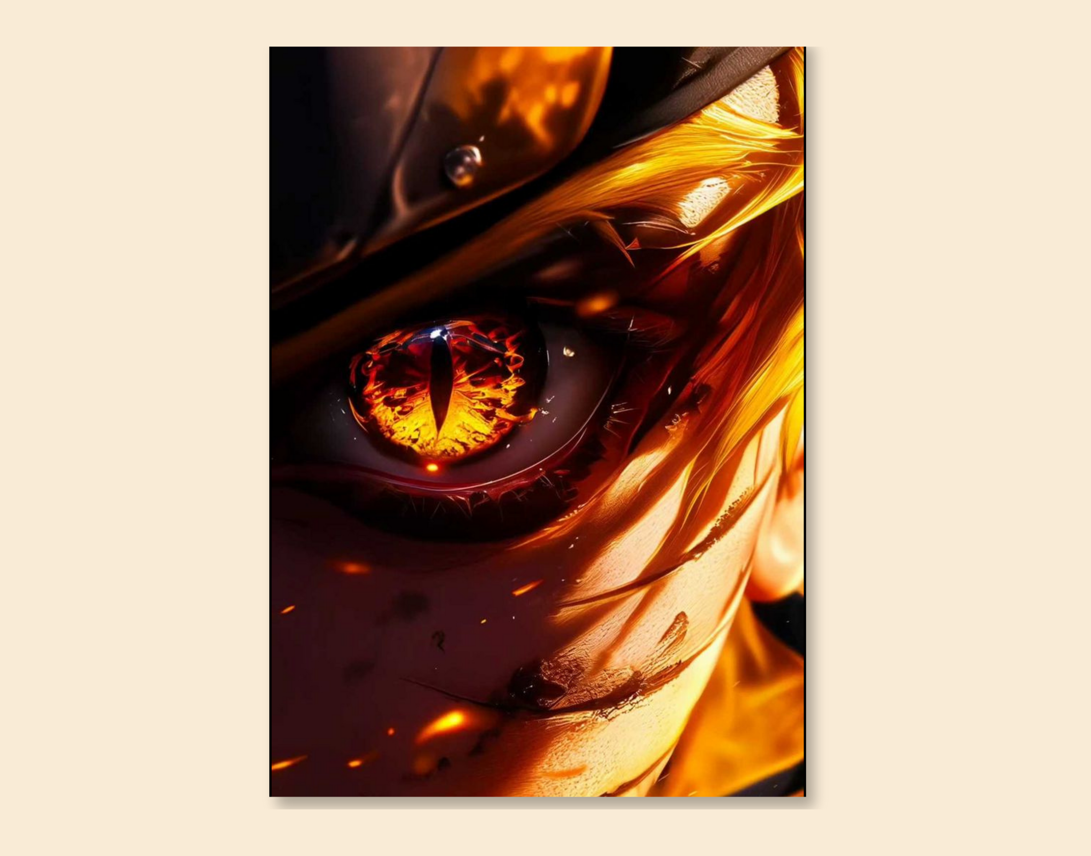 "NARUTO EYE FIRE VERSION-ANIME"- Shiny & Sturdy Metallic Poster  Art That Pops & Sticks (Literally!)