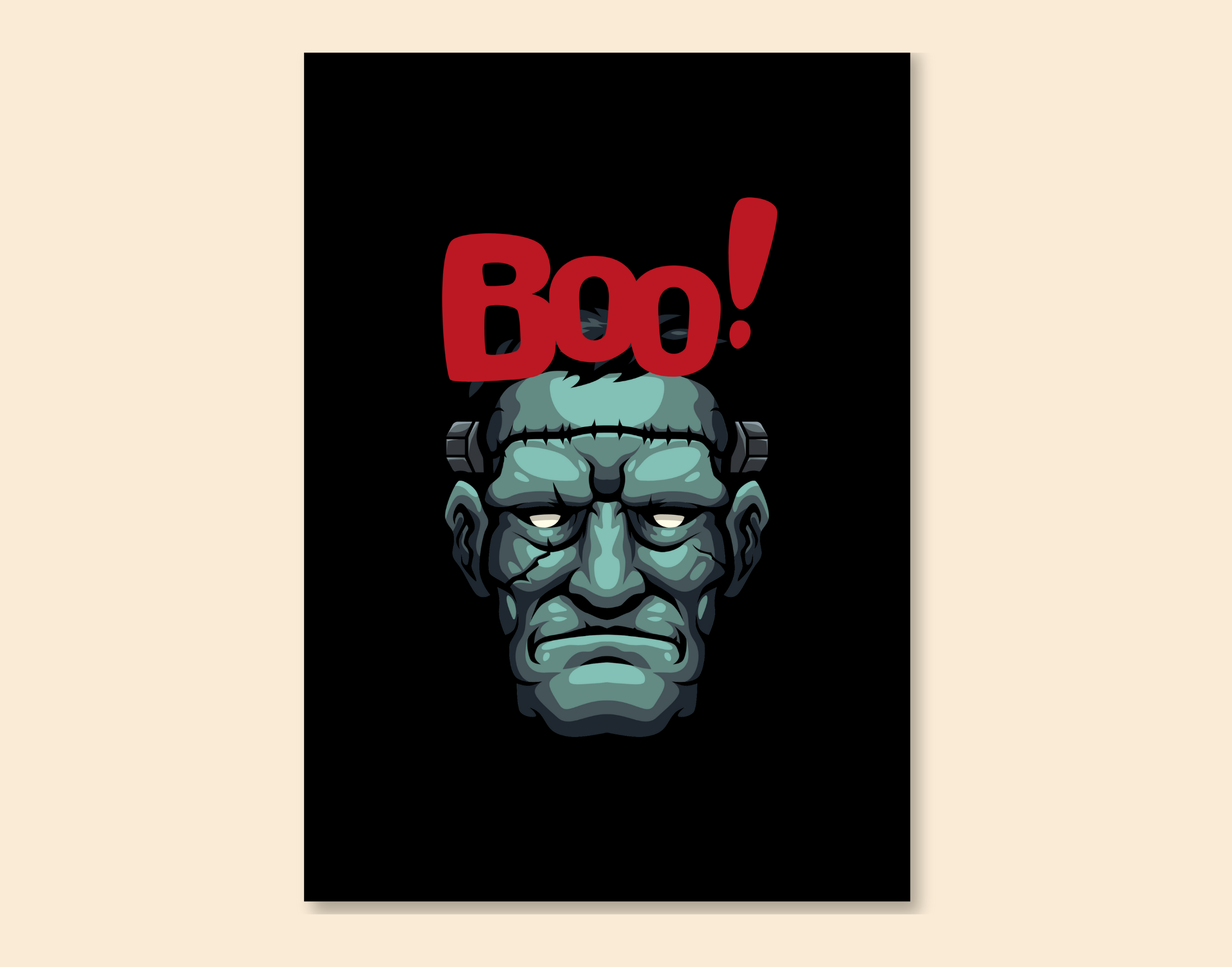 "BOO SCARY"- Shiny & Sturdy Metallic Poster  Art That Pops & Sticks (Literally!)