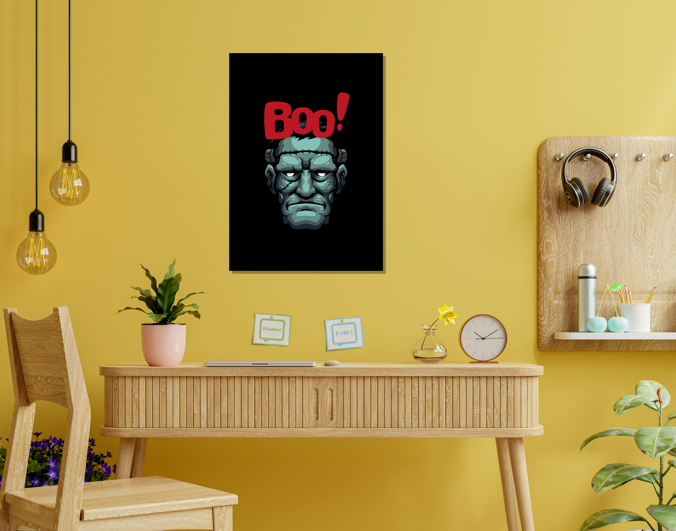 "BOO SCARY"- Shiny & Sturdy Metallic Poster  Art That Pops & Sticks (Literally!)