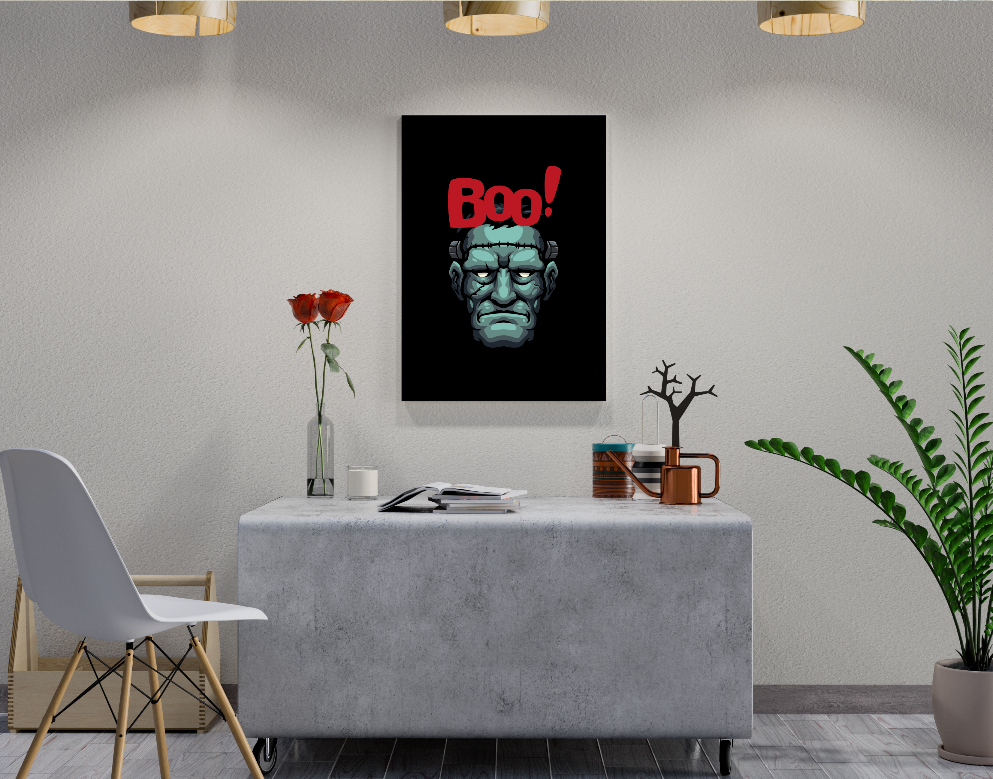 "BOO SCARY"- Shiny & Sturdy Metallic Poster  Art That Pops & Sticks (Literally!)