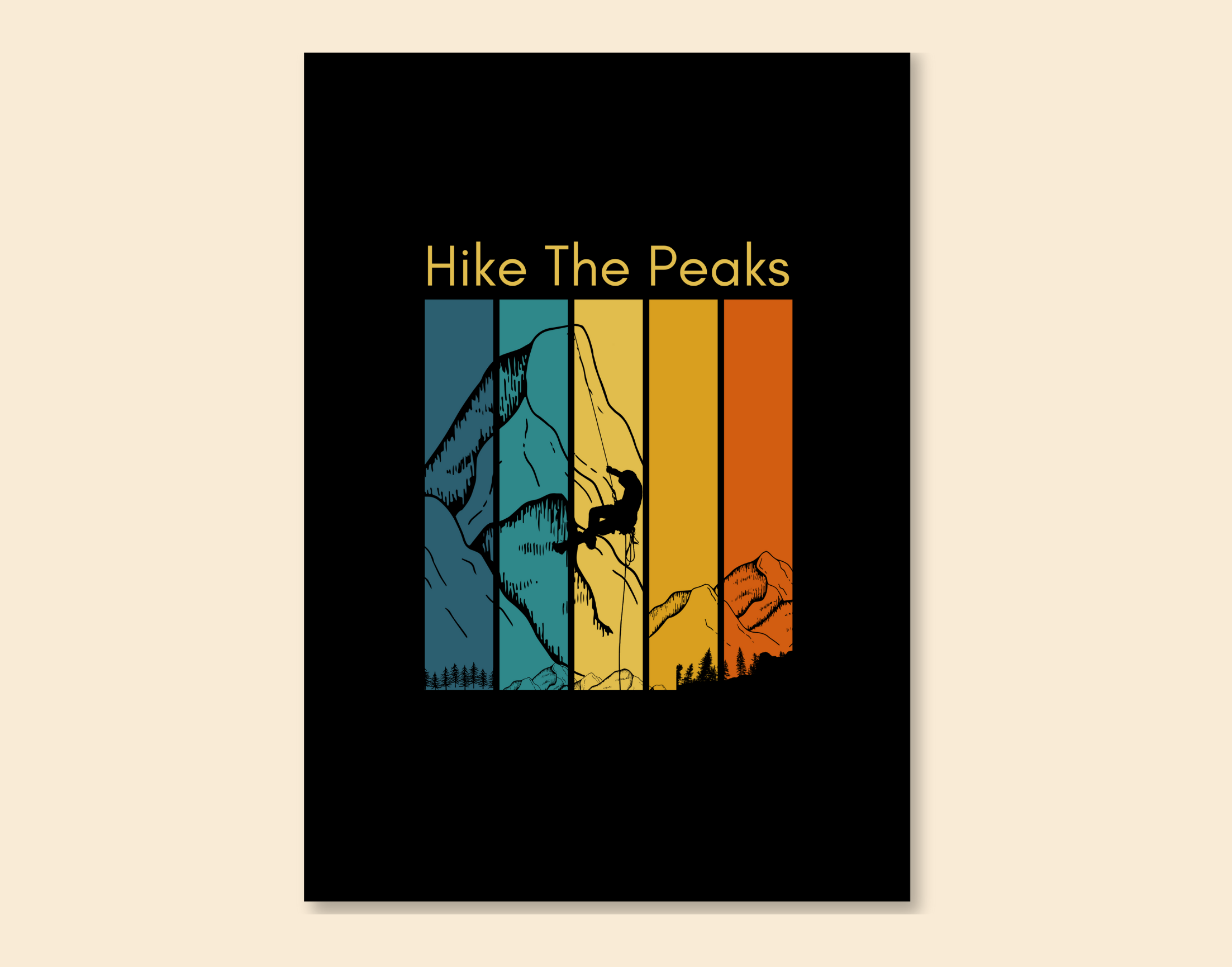 "HIKE THROUGH PEAKS"- Shiny & Sturdy Metallic Poster  Art That Pops & Sticks (Literally!)