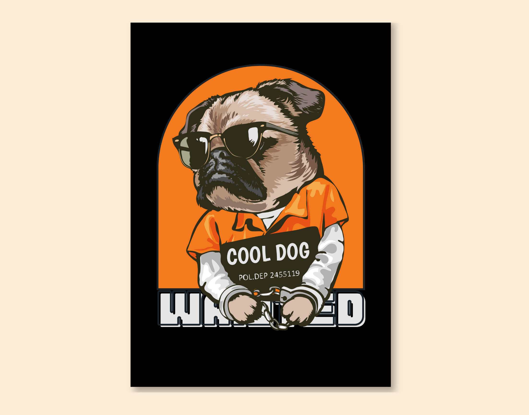 "Cool Dog"- Shiny & Sturdy Metallic Poster  Art That Pops & Sticks (Literally!)