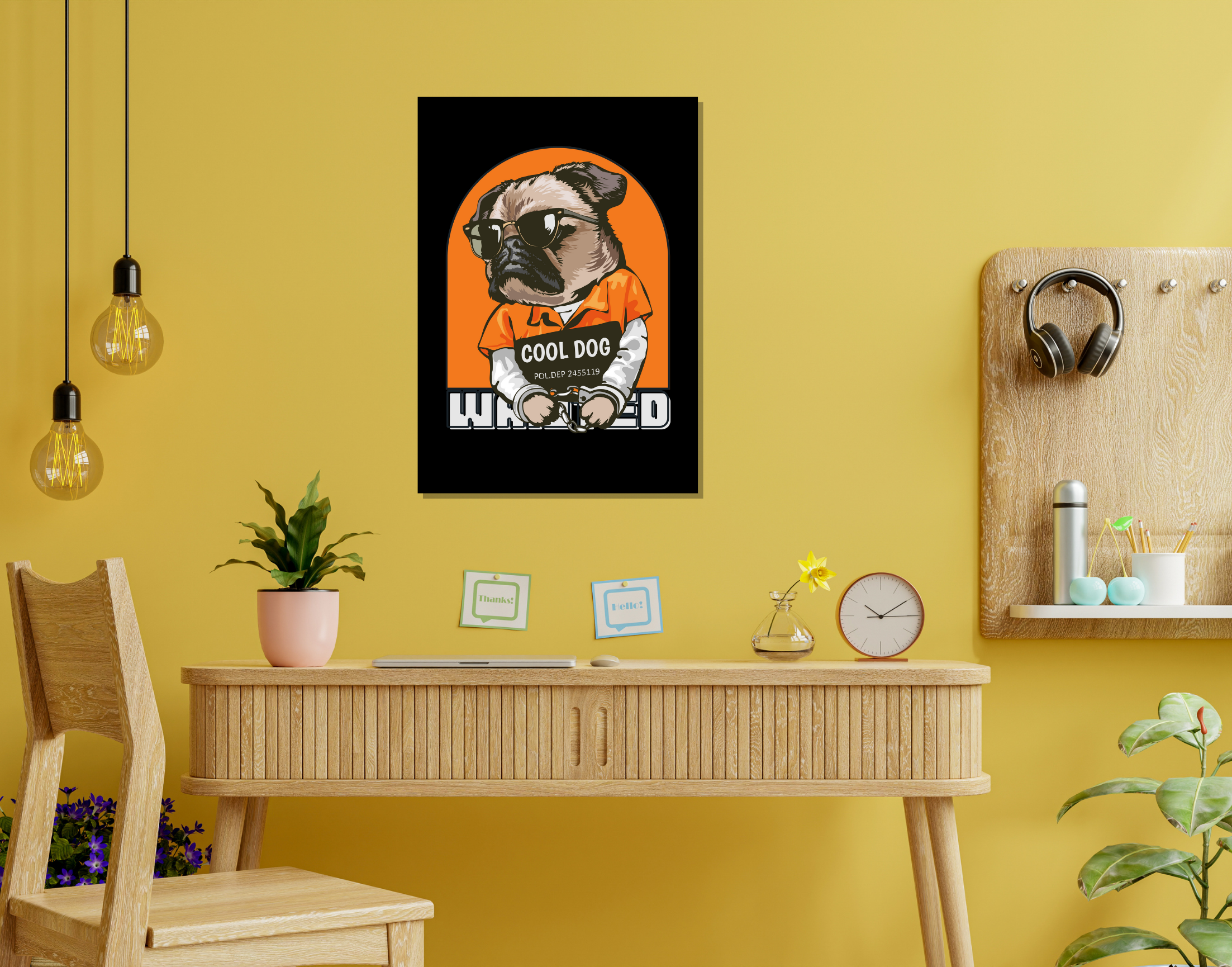 "Cool Dog"- Shiny & Sturdy Metallic Poster  Art That Pops & Sticks (Literally!)