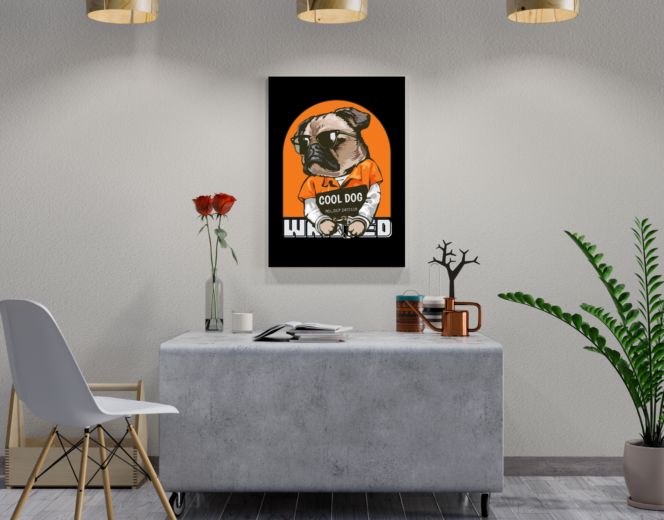 "Cool Dog"- Shiny & Sturdy Metallic Poster  Art That Pops & Sticks (Literally!)