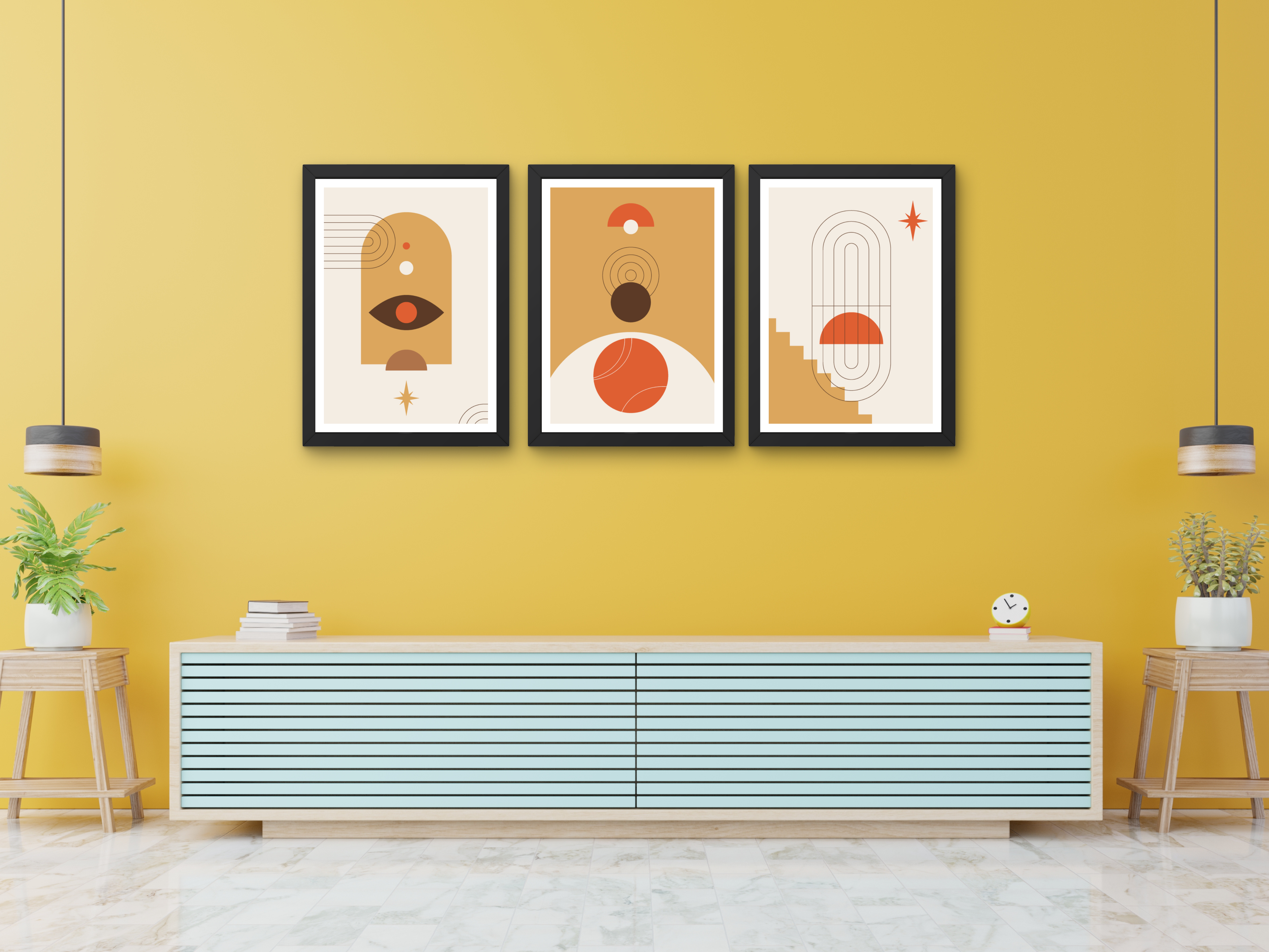 FRAMED "Abstract Art" Set of 4 Posters – A4 Size- Aesthetic Theme