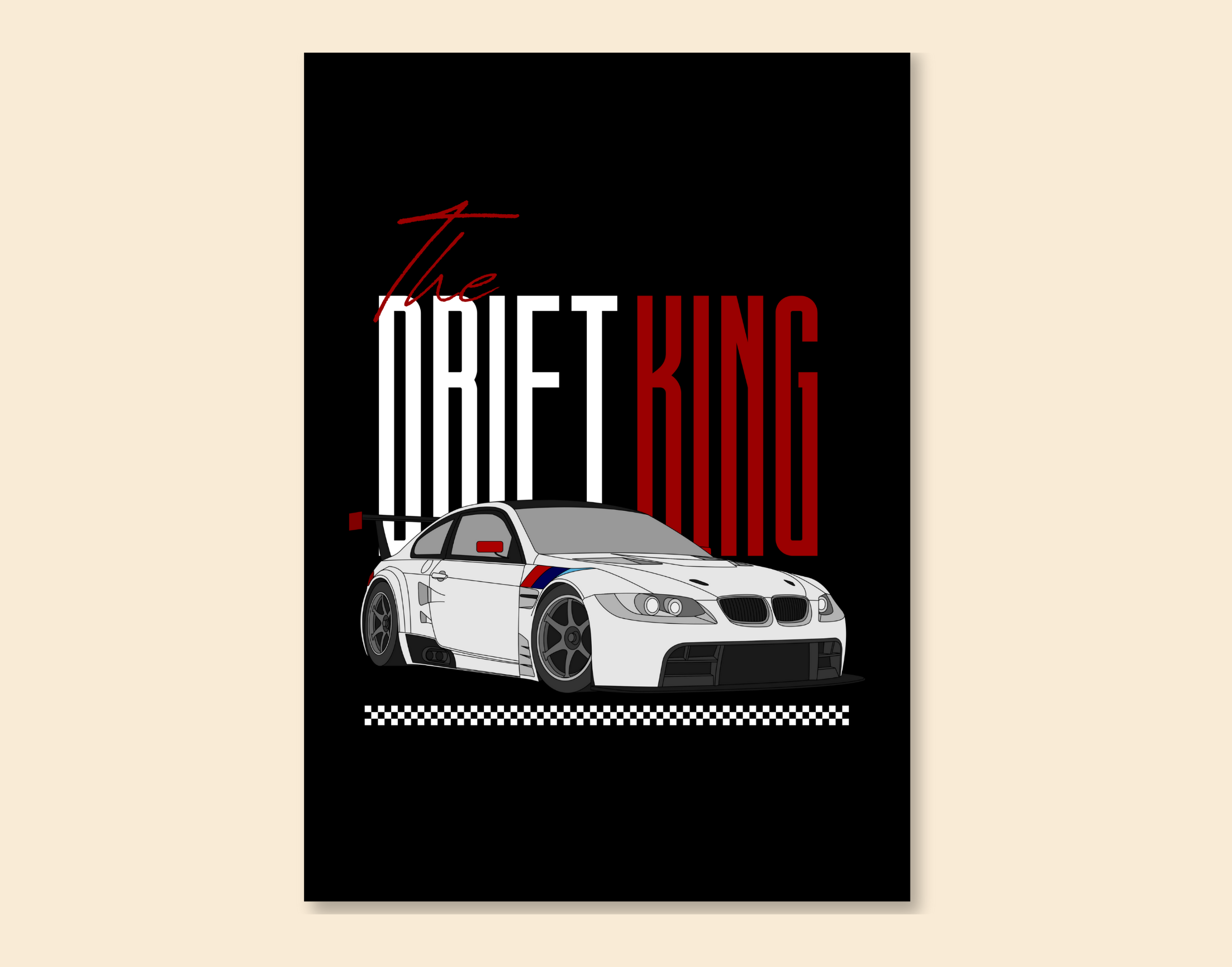 "DRIFT KING- CAR"- Shiny & Sturdy Metallic Poster  Art That Pops & Sticks (Literally!)