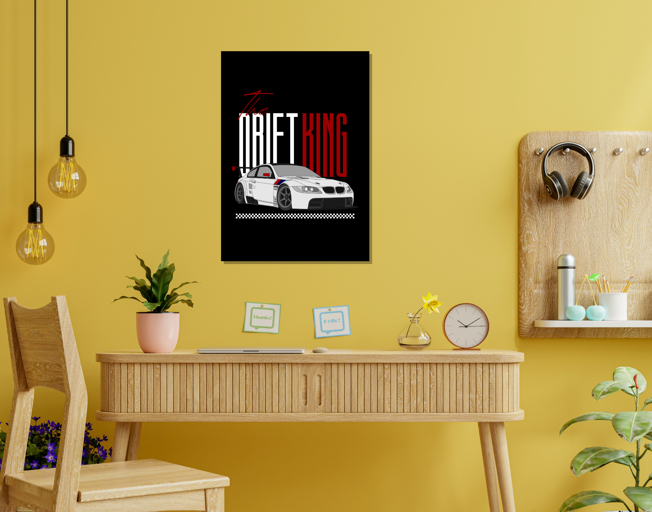 "DRIFT KING- CAR"- Shiny & Sturdy Metallic Poster  Art That Pops & Sticks (Literally!)