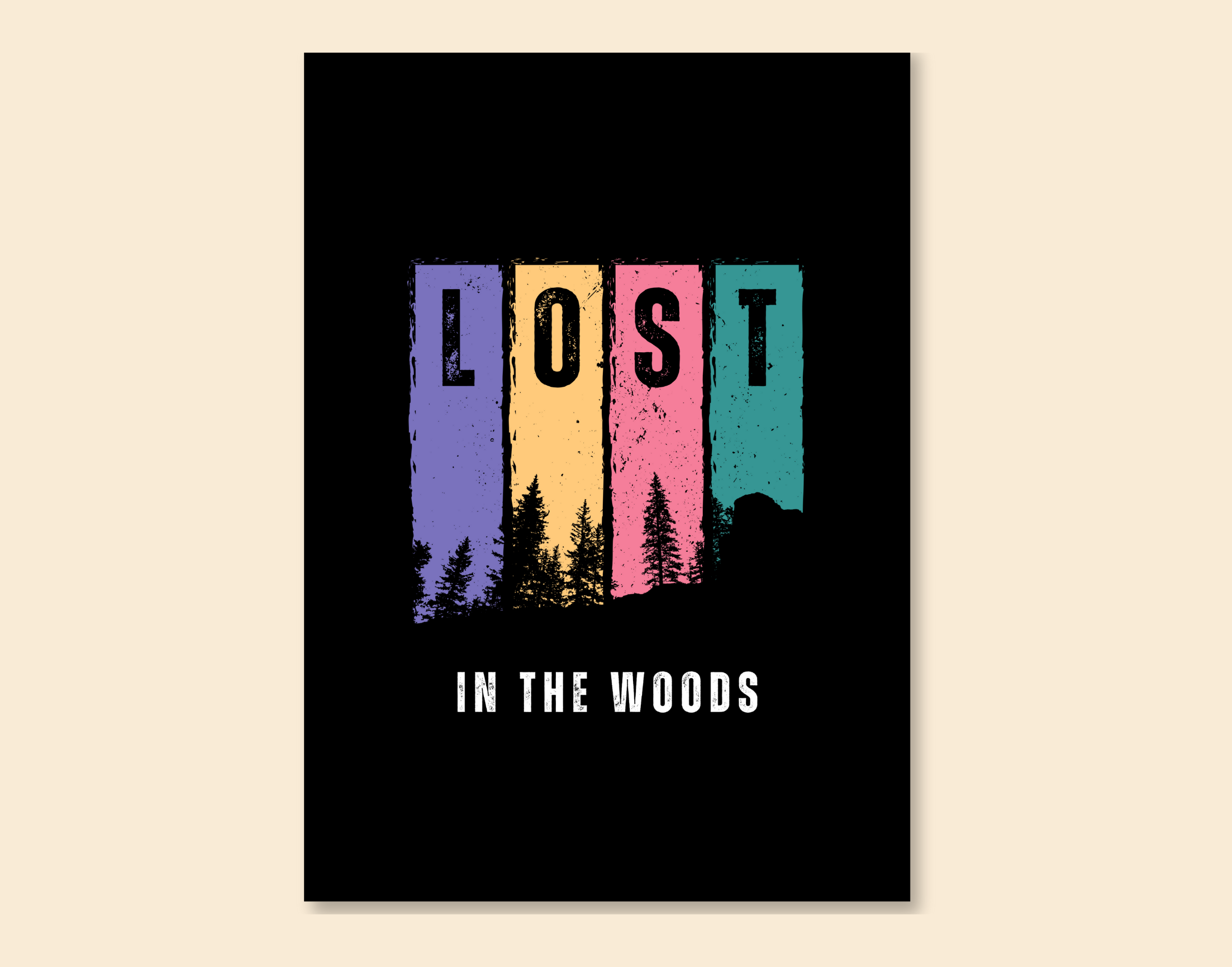 "LOST IN THE WOOD"- Shiny & Sturdy Metallic Poster  Art That Pops & Sticks (Literally!)