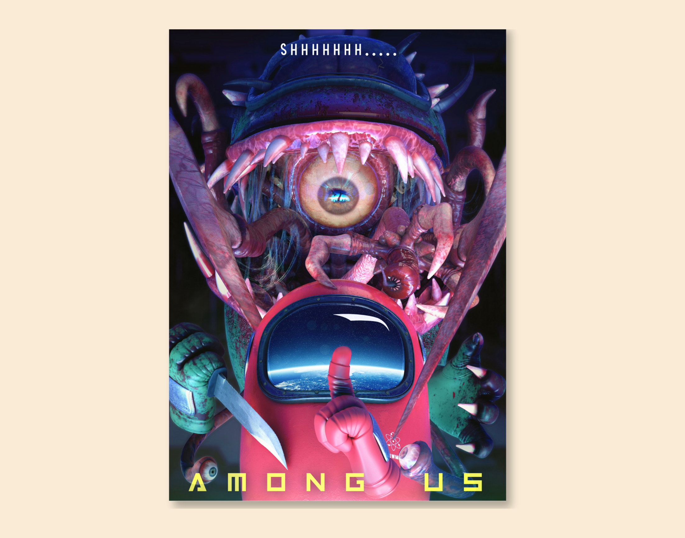 "AMONG US: IMPOSTER PORTAL"- Shiny & Sturdy Metallic Poster  Art That Pops & Sticks (Literally!)