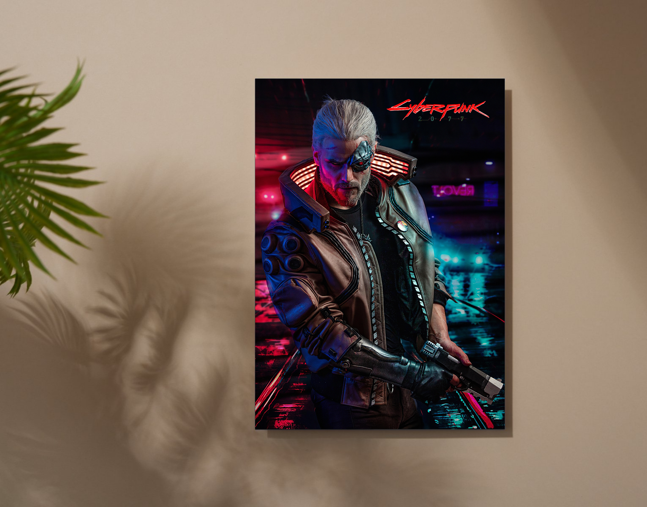 "CYBERPUNK GAMING: RIVER WARD"- Shiny & Sturdy Metallic Poster  Art That Pops & Sticks (Literally!)