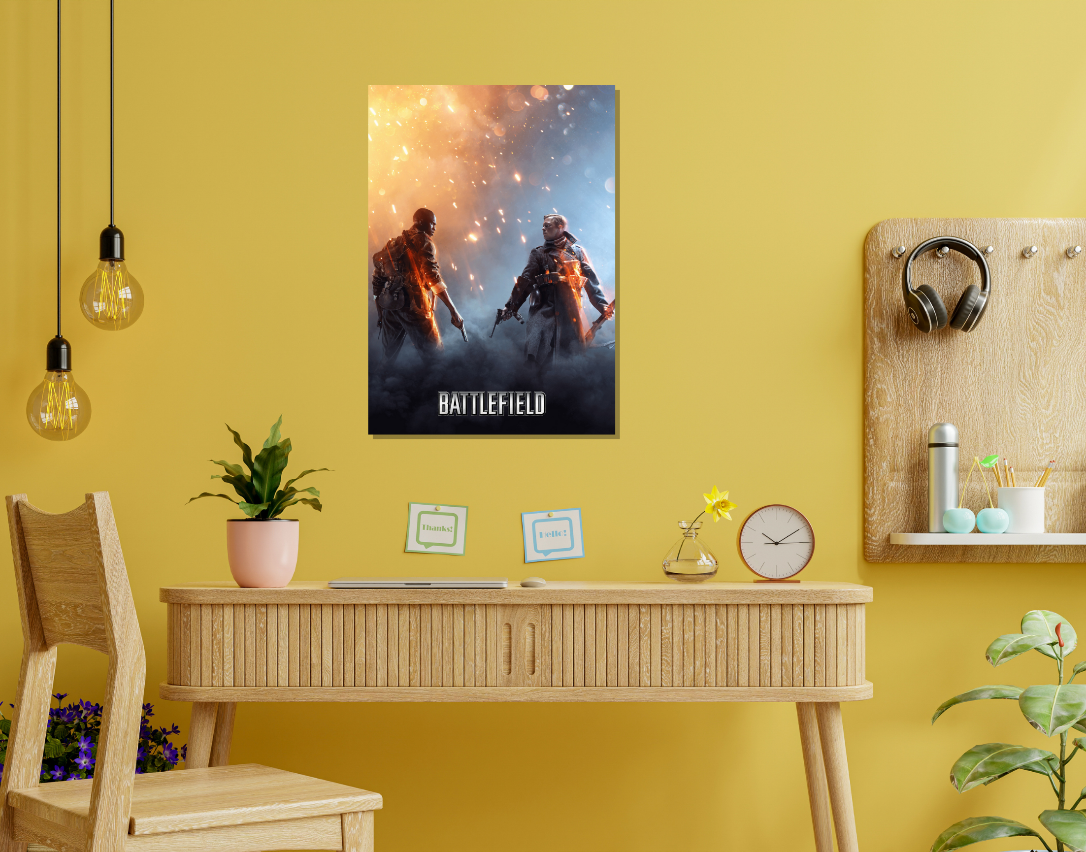 "BATTLEFIELD: GAMING"- Shiny & Sturdy Metallic Poster  Art That Pops & Sticks (Literally!)