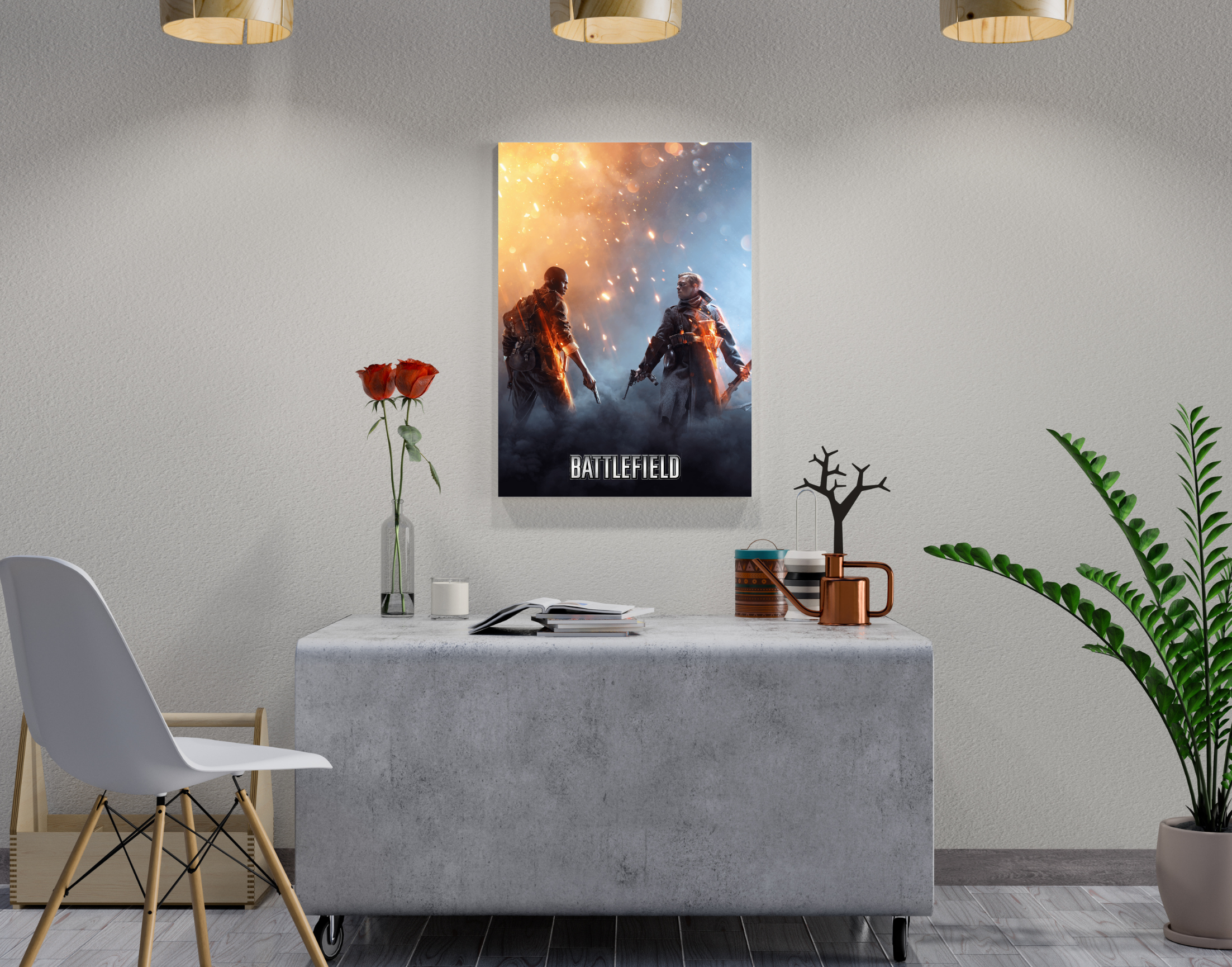 "BATTLEFIELD: GAMING"- Shiny & Sturdy Metallic Poster  Art That Pops & Sticks (Literally!)