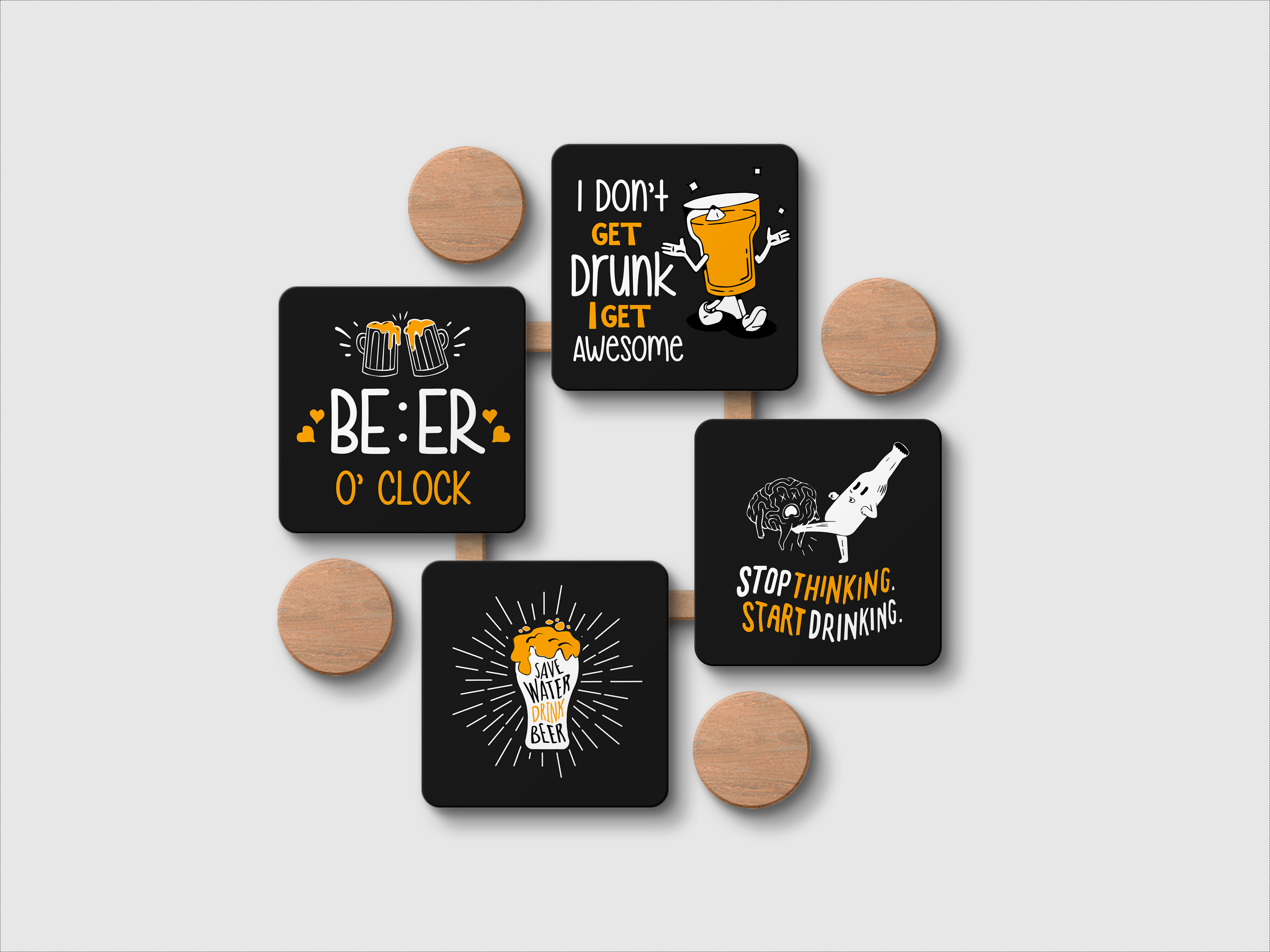 Elevate Your Drinking Experience in B&W 4 Set Coaster Combo!