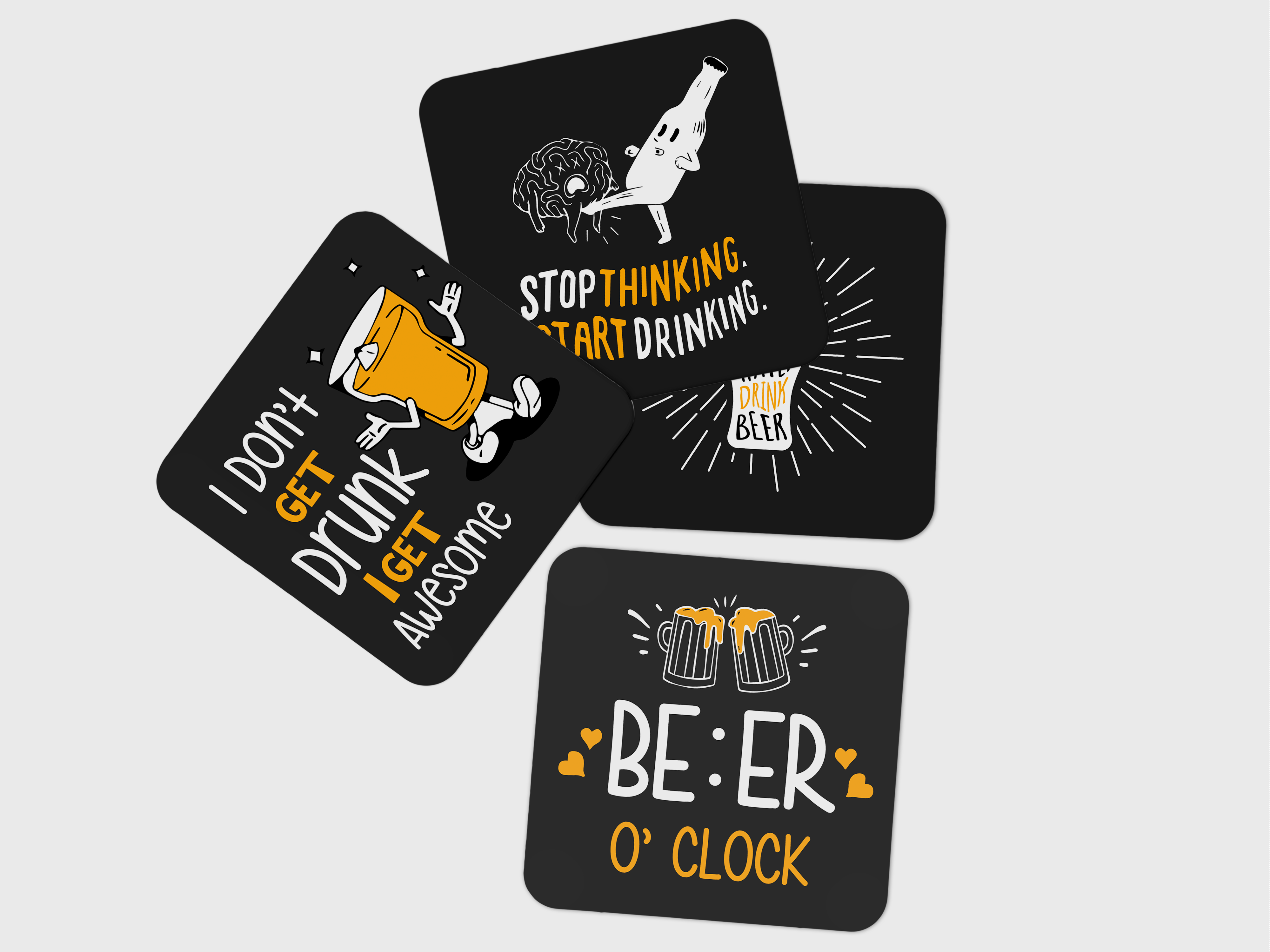 Elevate Your Drinking Experience in B&W 4 Set Coaster Combo!