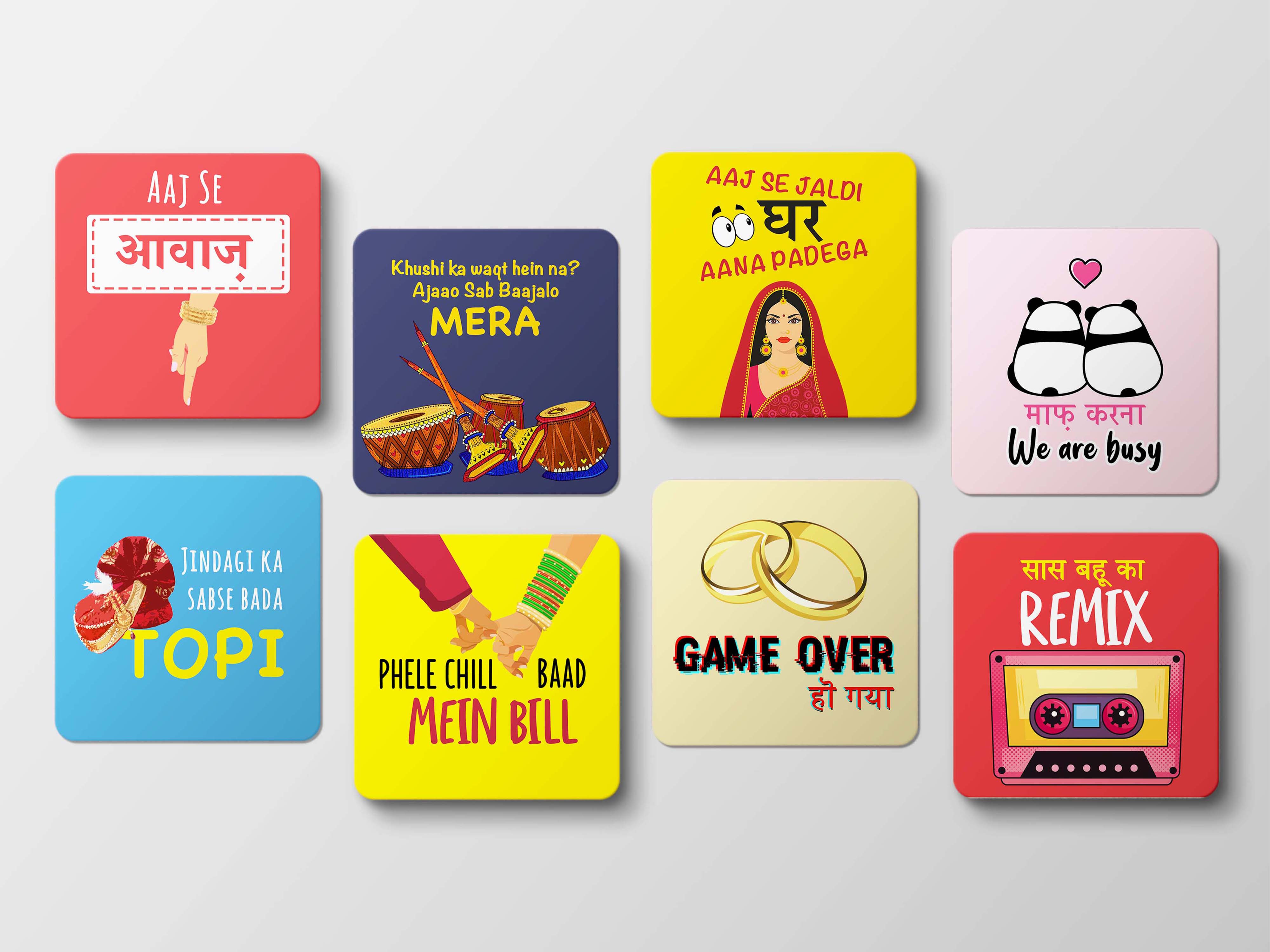 Embrace Wedding Realities with Humor: Coaster Set of 8