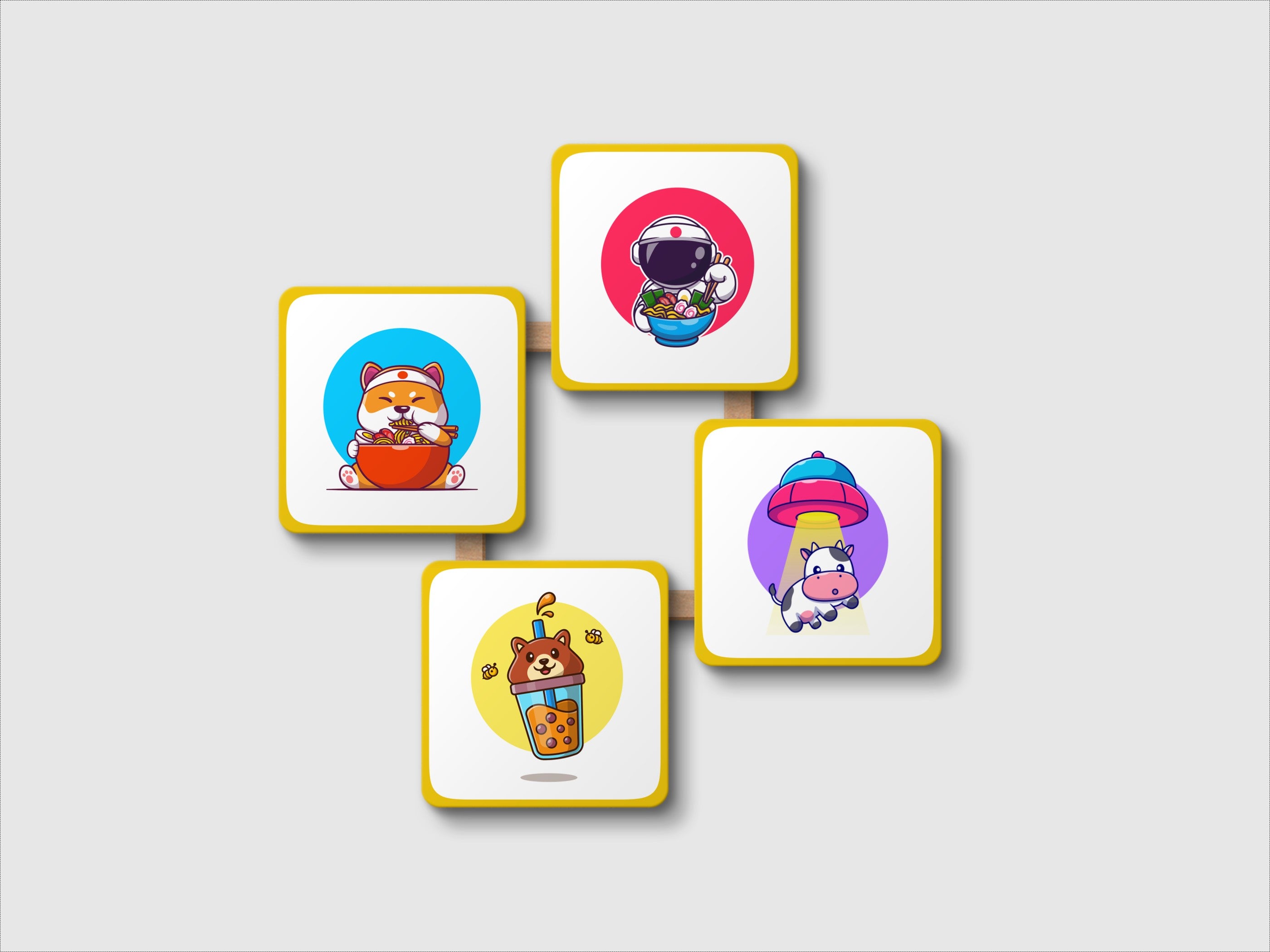 'Cute Fusion' Coaster Set of 4