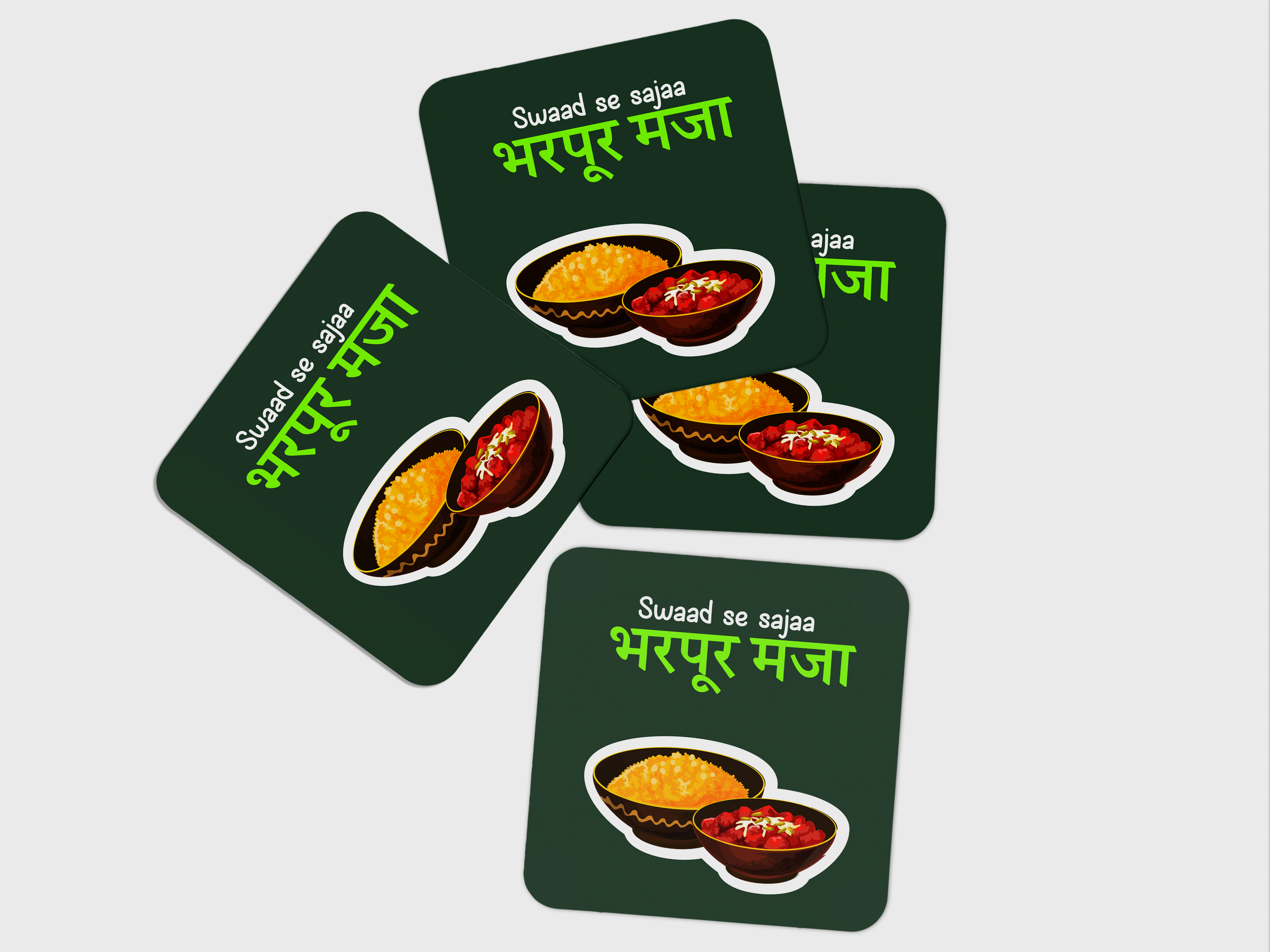 'Swaad se Sajaa, Bharpoor Mazaa' Coaster Set of 4