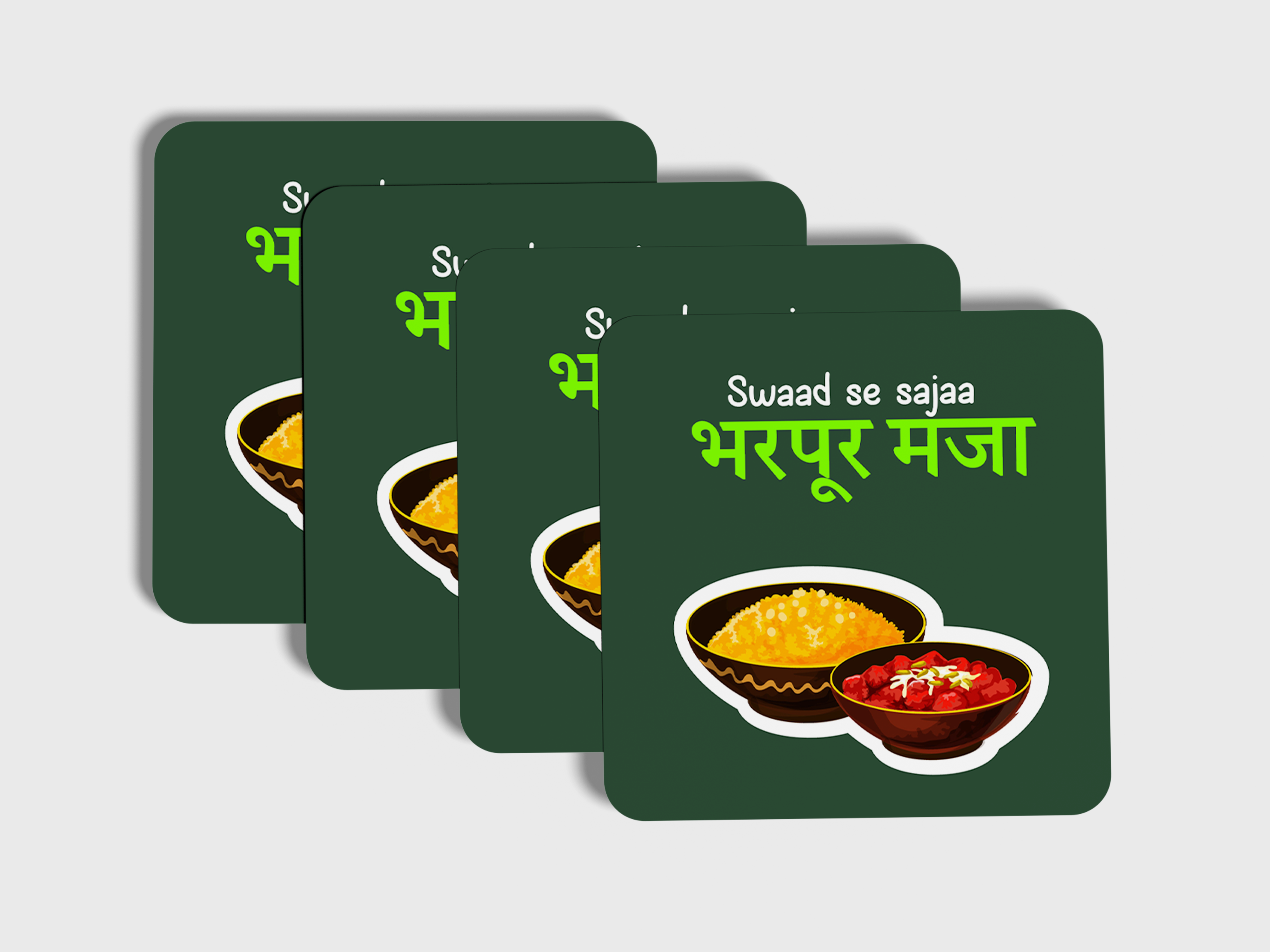 'Swaad se Sajaa, Bharpoor Mazaa' Coaster Set of 4