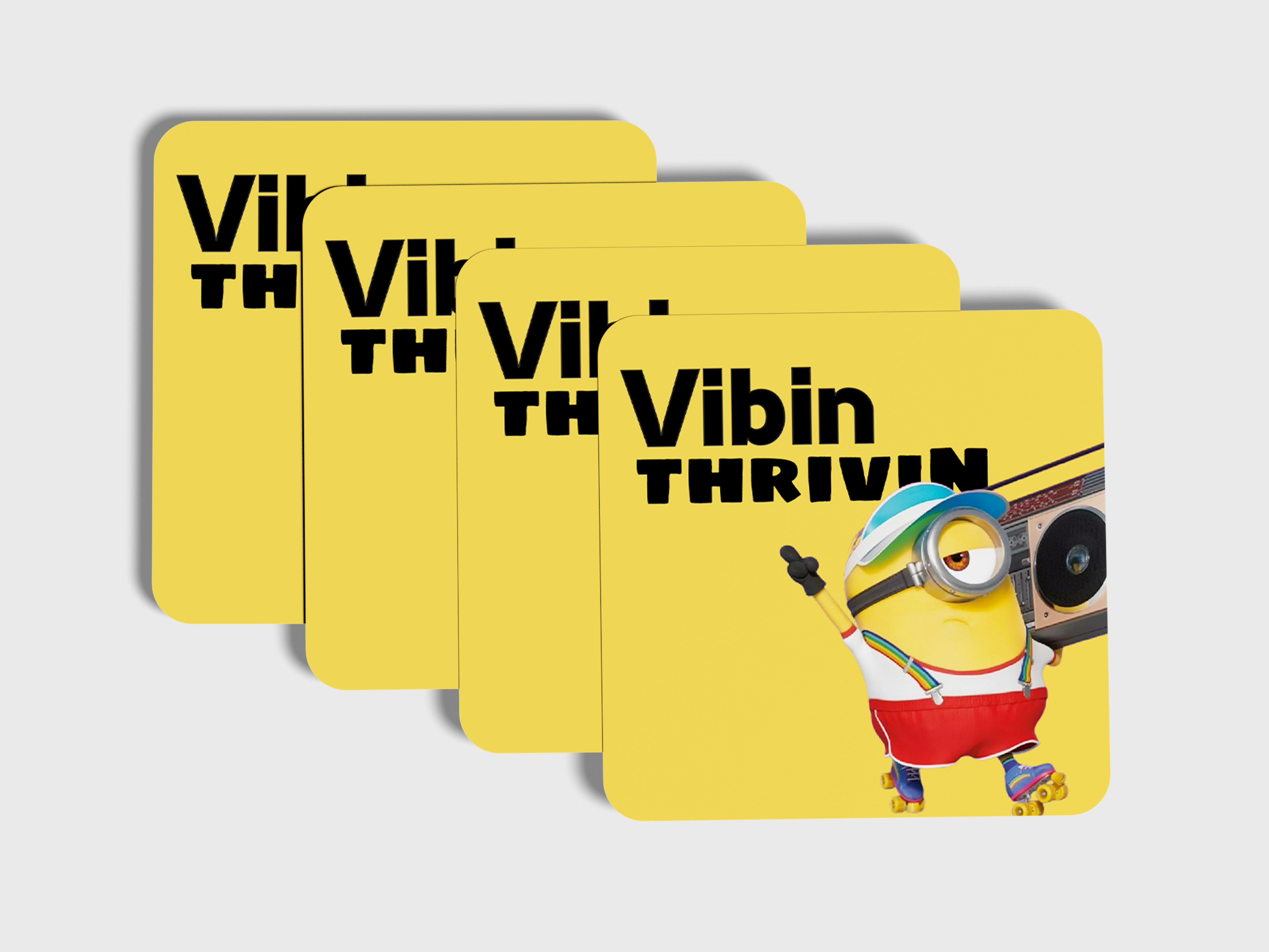 Minions Vibin Thriving Coaster Set - Add Playful Fun to Your Tabletop!