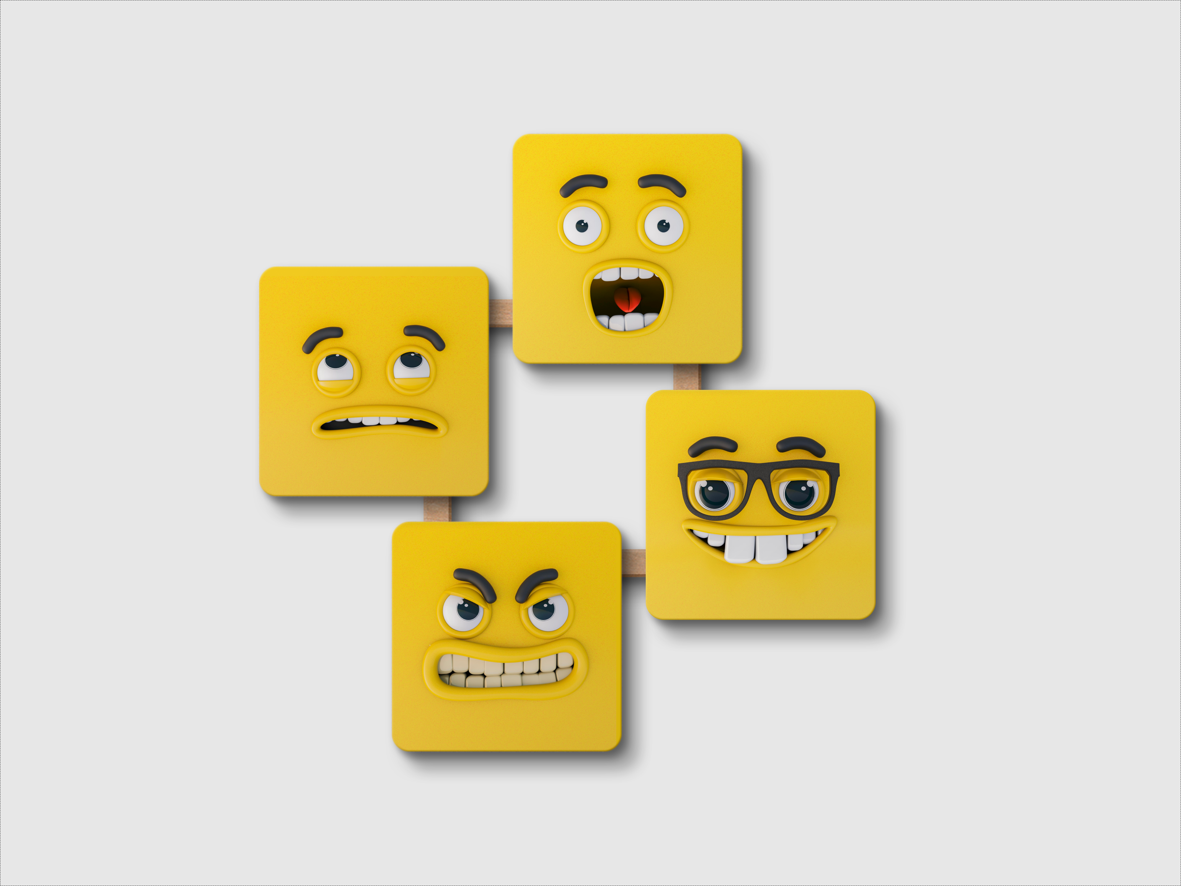 'Emoji Funster' Coaster Set of 4