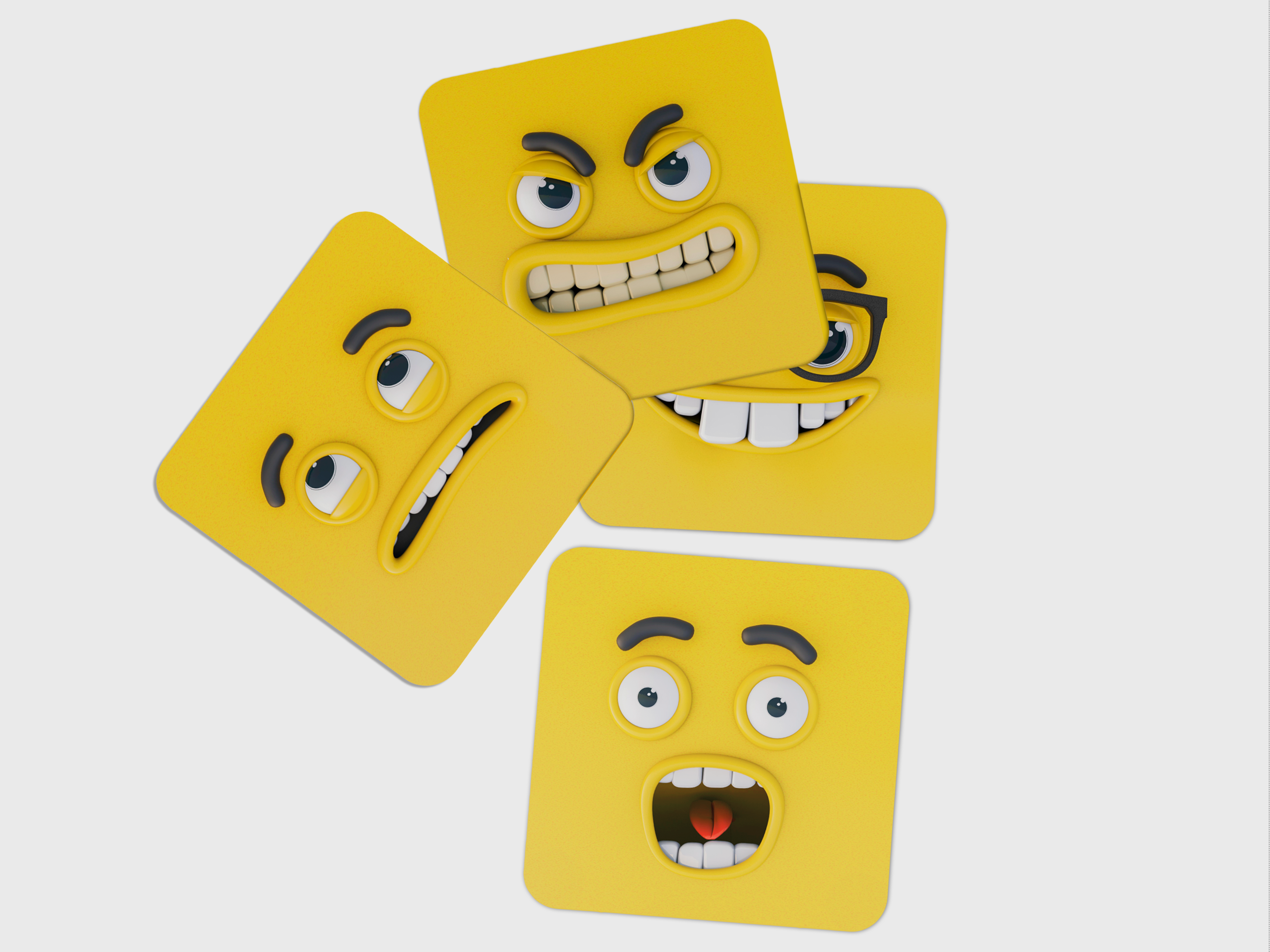 'Emoji Funster' Coaster Set of 4