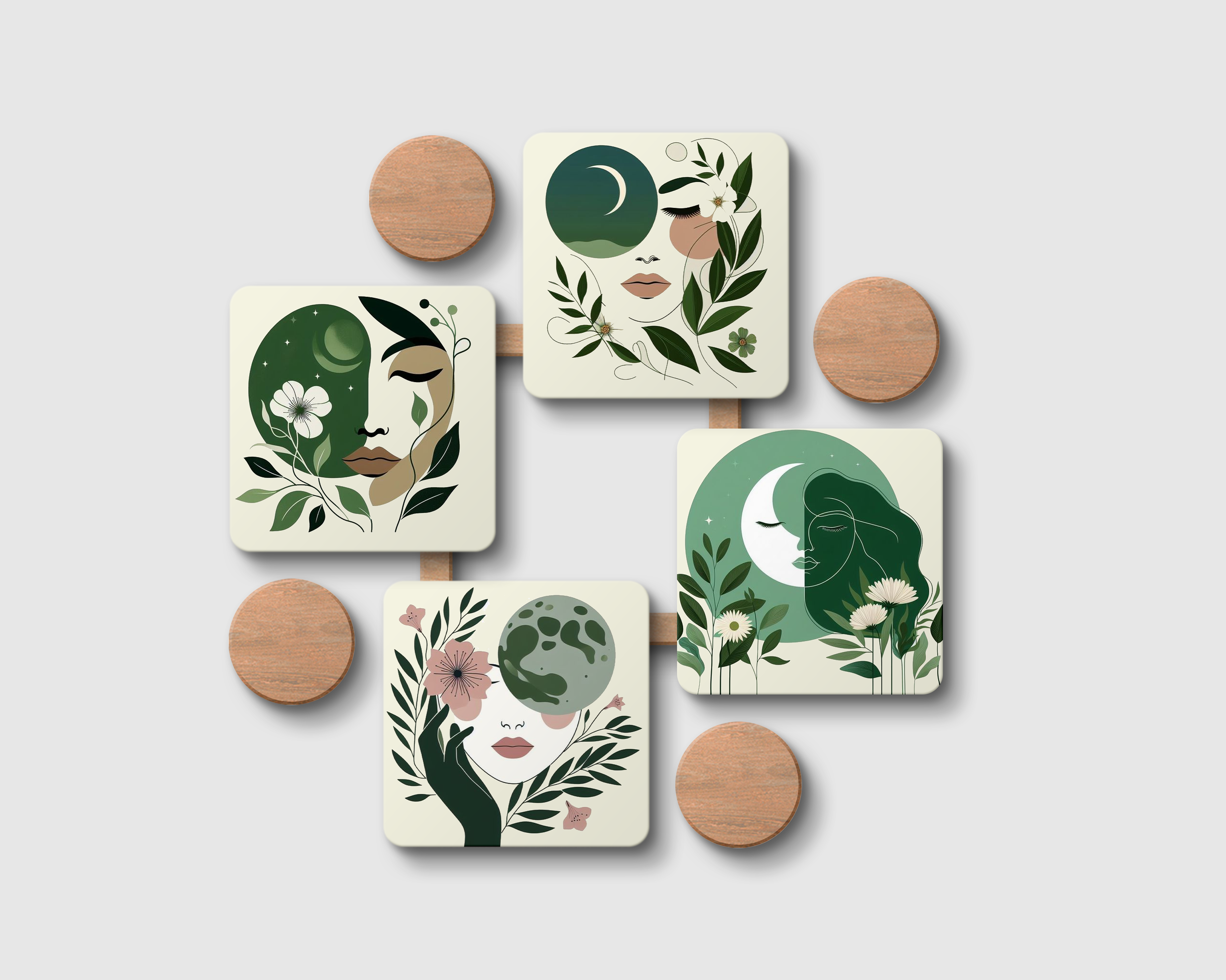 'Moon Abstract combo' Coaster Set of 4